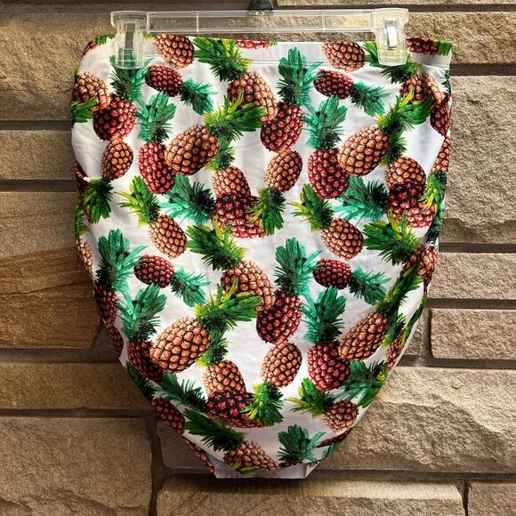Forever 21 Plus High Waisted Pineapple Print Skirted Swim Bottoms 0x NWT - Picture 3 of 7